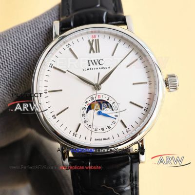 New IWC Portofino Moon Phase Swiss Automatic Movement Leather Watch 39mm Replica 